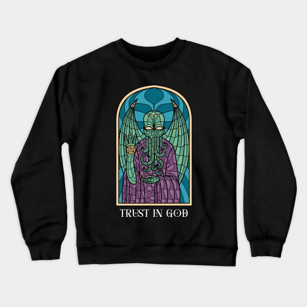 Cthulhu's Awakening: Unholy Presence in the Church Crewneck Sweatshirt by Holymayo Tee